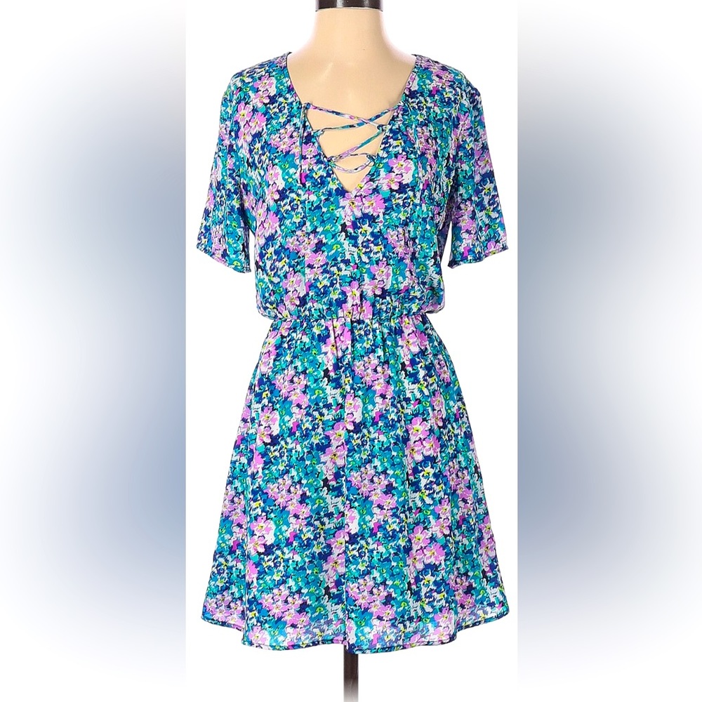 Charles Henry Blue Floral Dress